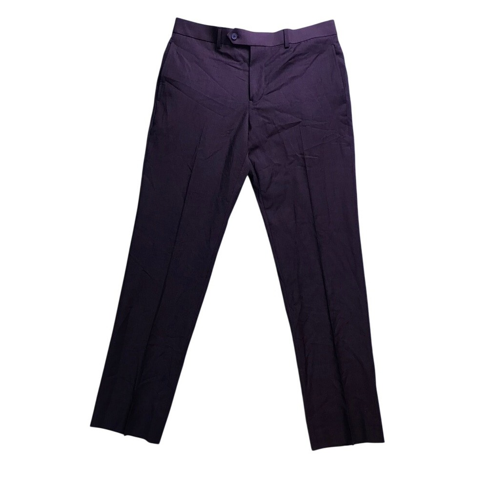 Brooks Brothers Dress Pants Mens 32x32 Burgundy Wool Blend Flat Front Trousers
